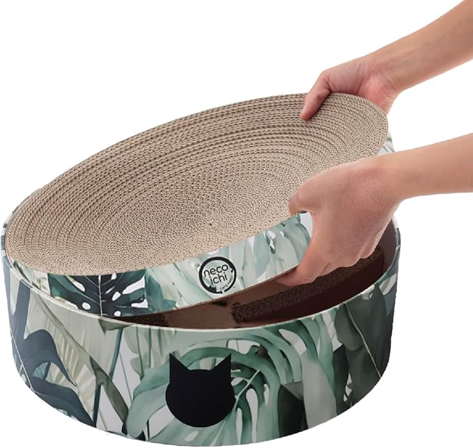 Necoichi Cat Scratcher Bowl Replacement for Indoor Cats - Cat Scratching Lounger with Reversible Usability and Extra Comfort for Lounge, Cardboard Bed Couch / (Regular, Oak) - Image 7