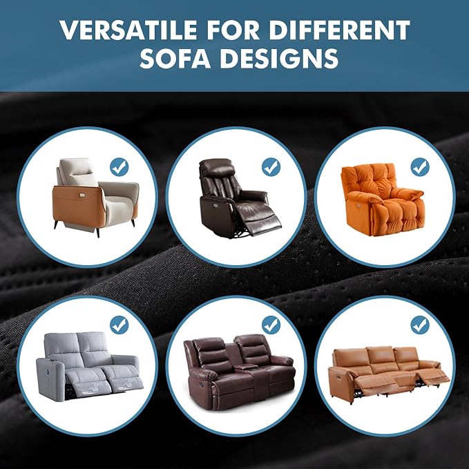 Genina 100% Waterproof Recliner Chair Covers, Anti-Slip Recliner Cover Dog Chair Cover Furniture Protector, Chair Sofa Slipcover for Pets Dogs, 1 Piece (Black, Recliner) - Image 6