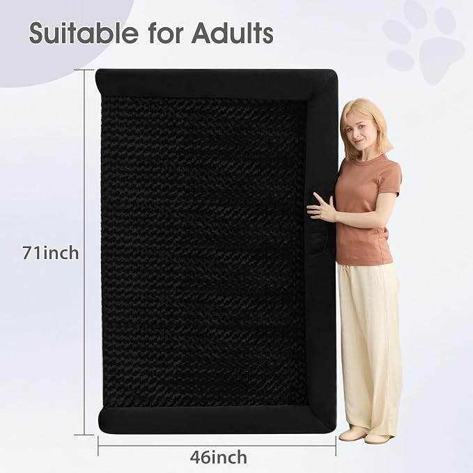 BFPETHOME Orthopedic Washable Human Dog Bed for Adult & Dog Cozy Sleep | Human Size Waterproof Big Soft Pet Couch Bed for Adult & Dogs Relax with Removable Cover Supportive Foam Black 61x43 Inch - Image 6