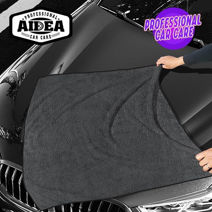 AIDEA Microfiber Towels for Cars-4PK, Large Professional Car Drying Towel, Scratch-Free & Absorbent Drying Towel for Cars, SUVs, RVs, Trucks, and Boats, 24inx 31in, Grey - Image 8