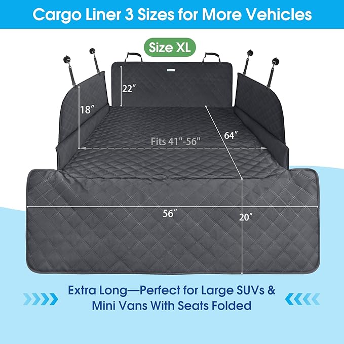 ALLANSING Extra Long SUV Cargo Liner for Dogs - Heavy-Duty 900D Oxford Waterproof Pet Cargo Protector with All-Round Protection & TPU Suction Cups, Fits Full-Size SUVs and Minivans - Image 6