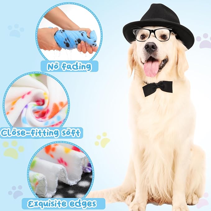 Eccliy 20 Pcs Puppy Blanket Pet Soft Fleece Dog Blankets Warm Felt Throw Sleep Mat Bed Covers for Doggie Puppy Pet Dogs Cat, 20 Styles(39 x 35 Inch,Paw) - Image 6