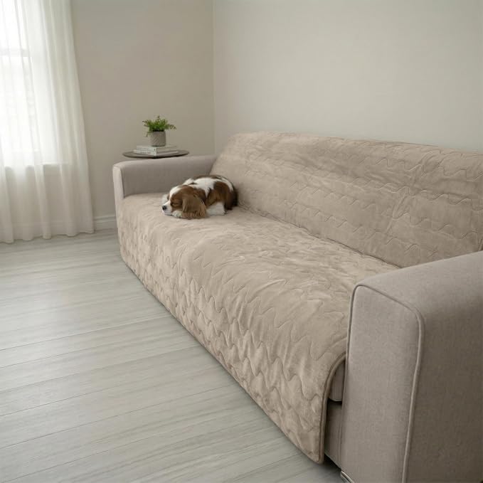 Paw Inspired Non-Slip Couch & Furniture Protector (Anti-Slip, Beige) | Waterproof, Washable Bed & Couch Cover for Dogs, Cats, and Pets, 80x90 Inch Size - Image 7