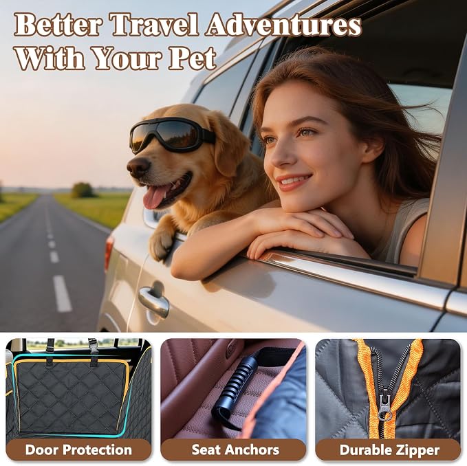 Dog Car Seat Cover for Back Seat – 900D Oxford Heavy Duty Hard Bottom Extender, Waterproof Dog Hammock with Mesh Window, Joint-Friendly Sponge Pad, Supports 600LBS – Fits Sedan/SUV - Image 9