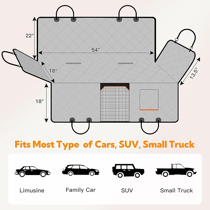 Kytely Dog Car Seat Cover for Back Seat,600D Heavy Duty Dog Hammock for Car with Side Flap,100% Waterproof Pet Backseat Cover, Anti-Scratch Nonslip Pet Seat Protector for Cars Trucks and SUV - Image 8