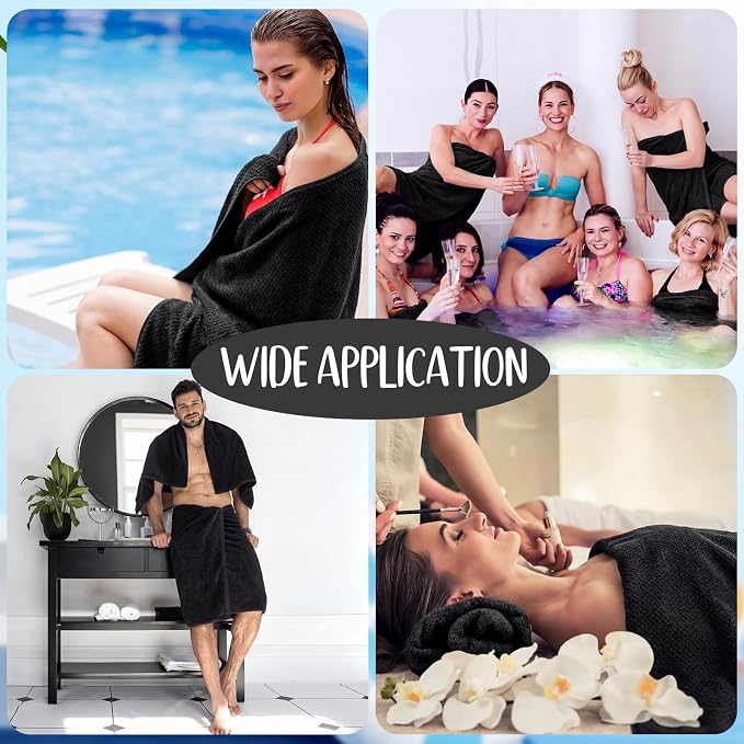 SmoothNovelty 16 Pack Microfiber Bath Towels Bulk 27'' x 60'' Oversized Size Bath Towel Highly Absorbent Extra Large Soft Drying for Beach Shower Summer Salon Sport Gym Party (Lattice,Black) - Image 7