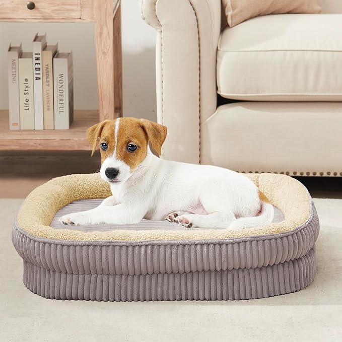 Orthopedic Dog Bed for Small Dogs Breeds, High Density Egg Crate Foam Dog Sofa Beds,Oval Kennel Bed, Pet Couch Bed with Four Sided Bolster, Removable Washable Cover& Non-Slip Bottom - Image 8