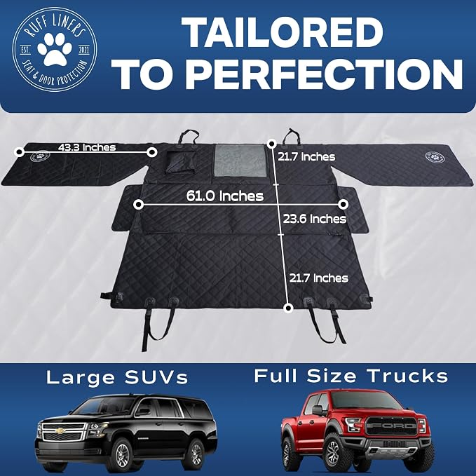 Ruff Liners XL Dog Hammock, Black – As Seen on Shark Tank – Back Seat Protector for Full-Size SUV – Waterproof, Machine-Washable, Touch Fasteners, & Belt Slots – Heavy-Duty Dog Seat Cover - Image 6