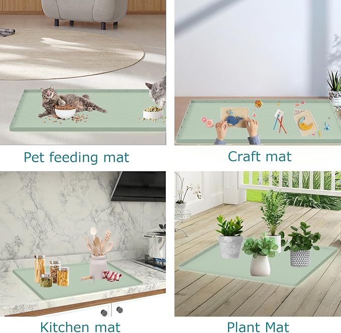 Cat Litter Mat, Silicone Large Cat Litter Trapping Mat for Litter Box - 31x22 in, Waterproof & Non-Slip, Durable & Easy Clean, Green - Image 7