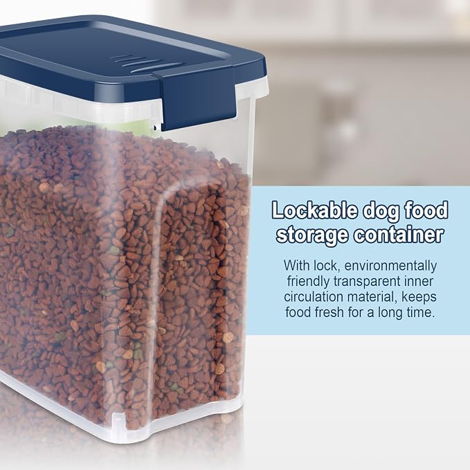 5-7Lbs Dog Cat Storage Container with Airtight Lids, With Locking Lids Plastic Bin PBA-Free for Pet food, Rice, Rice, Oatmeal, Bird Seeds, Flour, Dried Fruits, Easy to Carry and Clean-Cool Blue - Image 8