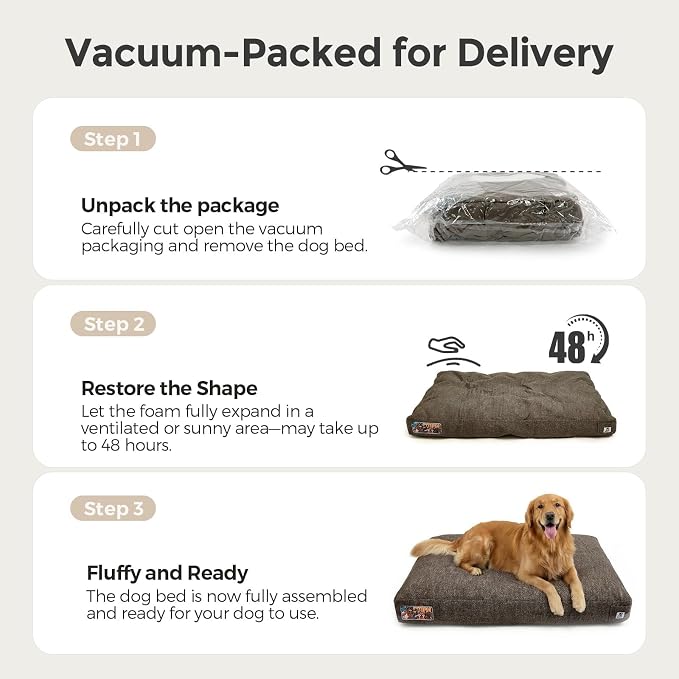 Sytopia 42 Inch Durable Indestructible Dog Beds for Extra Large Dogs, Chew Proof Waterproof Pet Crate Pad with Machine Washable Removable Cover, Great for Indoor, Outdoor, Crate, Patio Use, Brown - Image 8