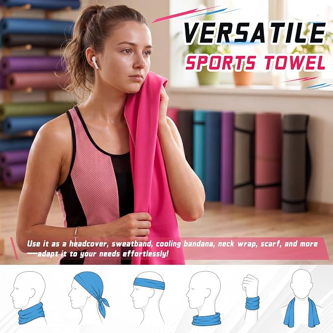 Mixweer 4 Pack Gym Microfiber Bath Towels 63"x32" Extra Large Shower Towel Lightweight Oversized Fast Drying Bathtowel for Gym Sports Travel Camping(Light Gray, Rose Pink, Green, Blue) - Image 7
