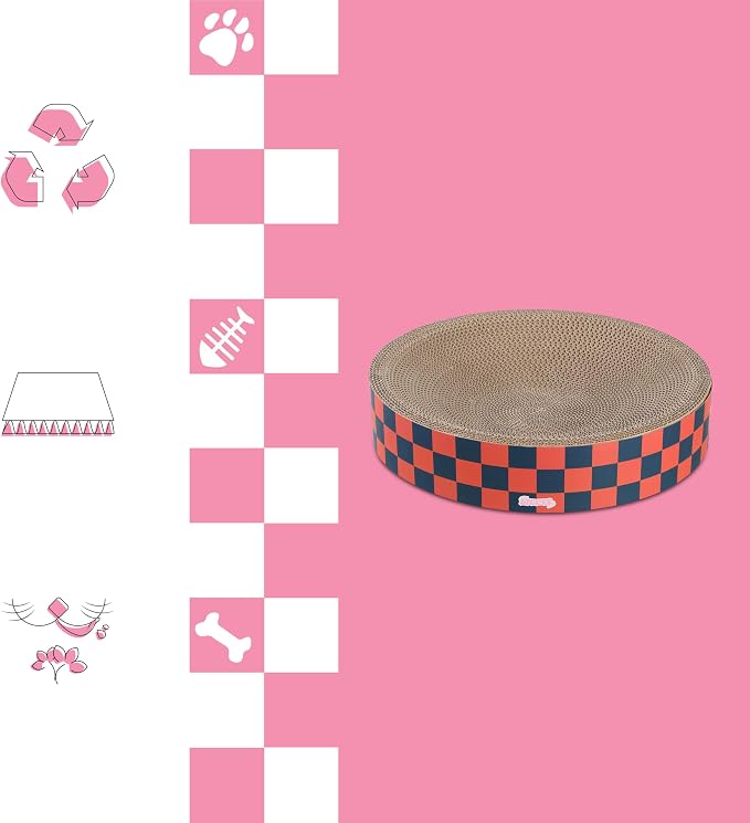 CSR1010D Nelson 20.13" Modern Cardboard Round Bowl Cat Scratcher with Catnip, Berry Cherry - Image 8
