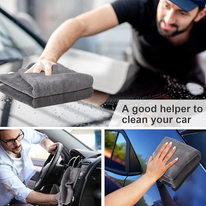 Shimeyao 30 Pcs 16 x 16 Inch Microfiber Towels for Cars, 500 GSM Edgeless Plush Car Detailing Towels, Lint Free Scratch Free Cleaning Cloths for Drying, Washing, Polishing, Waxing, Auto & Home (Gray) - Image 6