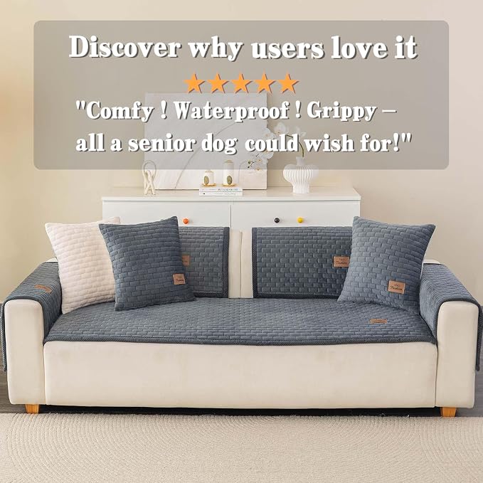 Washable Velvet Dog Couch Cover, Plush Pet Sofa Furniture Protector for 2-3 Cushion Couch, Non-Slip Washable Cover for Dogs(1PC/27.6"x94.5",Dark Grey) - Image 6