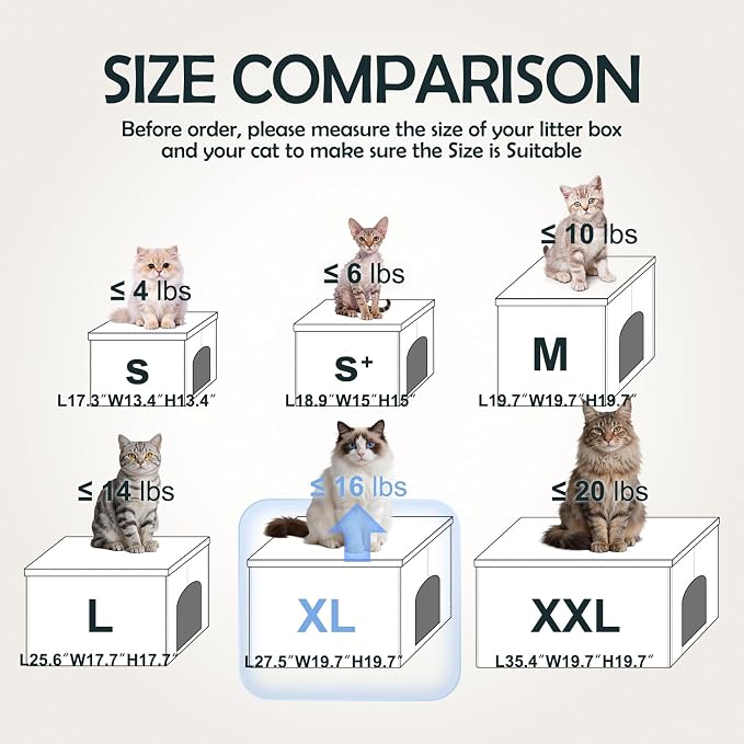 MEEXPAWS Cat Litter Box Enclosure Furniture Hidden Large, Lift Design Lid Velvet Cat Washroom Bench Storage Cabinet |27.5'' x 19.6'' x 19.6'' |Dog Proof|Urine Proof Inside|Quick Assembly| Easy Clean - Image 7