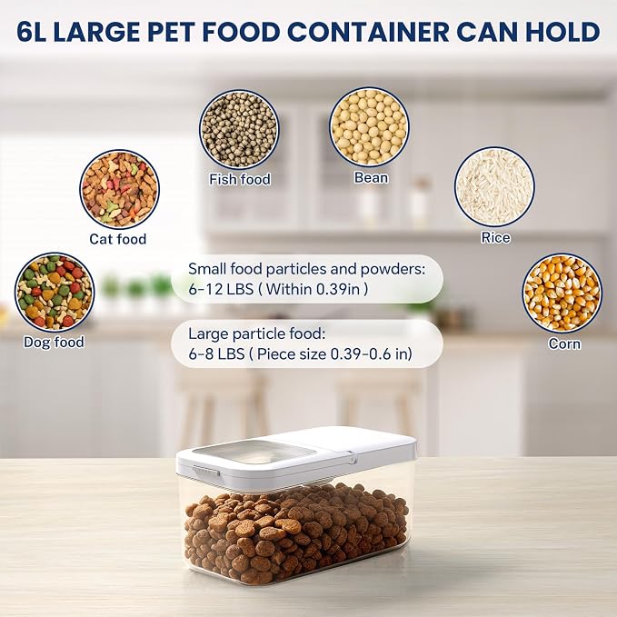 LEAWALK 6 Lbs Airtight Dog Cat Food Storage Container and Dog Treat Containers BPA-Free, PET Clear Stackable Pet Storage Bin, 1-Cup Scoop, 1-Sponge cleaning brush, Pop Top, With handle, Easy Mobility - Image 8