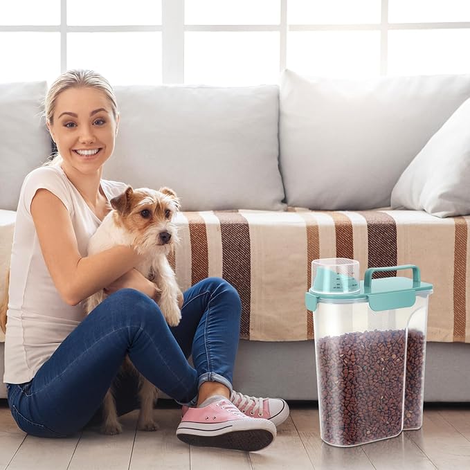LEAWALK 5Lbs/6Qt Airtight Pet Storage Container For Cat Dog Bird Food and Keep Fresh, Translucent Body, Upgraded Large Nozzle for Easy Pouring With Handle Design Easy to Carry When Going 2pack - Image 8