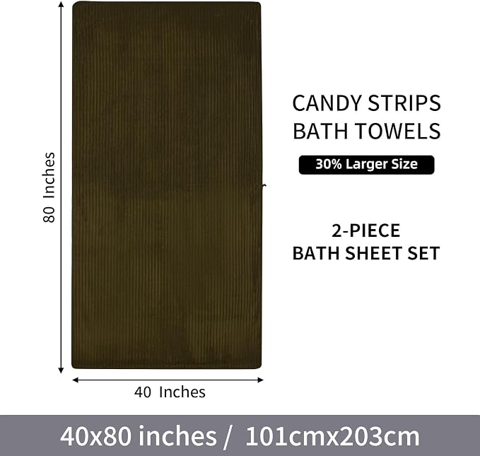 2 Piece Bath Sheets, 40"x80" Microfiber Bath Towels, Brown | Extra-large size, Quick dry, Highly Absorbent, Lint Free,shower towels for bathroom gym spa,Big and Tall users - Image 9