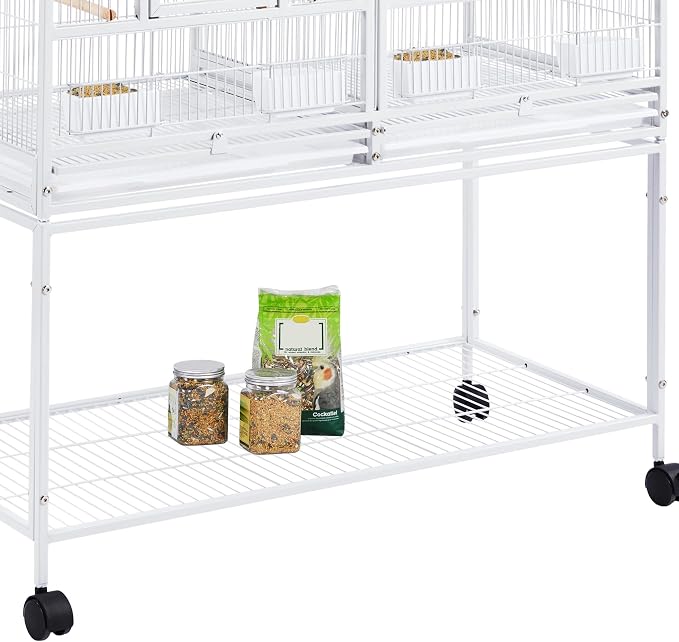 Yaheetech Stackable Divided Breeder Breeding Parakeet Bird Cage for Canaries Cockatiels Lovebirds Finches Budgies Small Parrots with Rolling Stand, White - Image 7