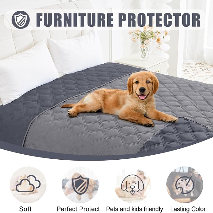 Smiry Waterproof Dog Bed Cover, Reversible Pet Blanket for Sofa Couch | Soft Washable Dog Blanket, Leakproof Couch Cover for Dogs Cats & Furniture Protection, 40x70, Grey/Dark Grey - Image 8