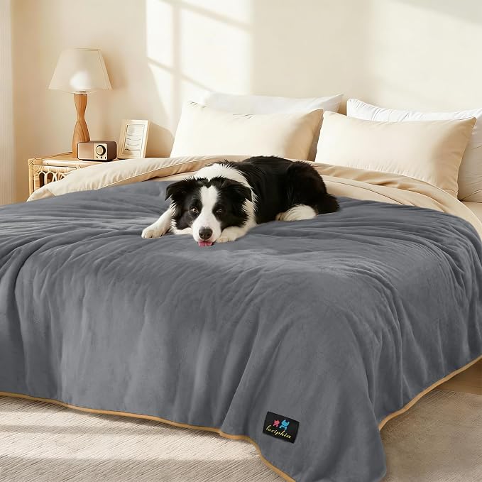 Luciphia Waterproof Pet Blanket, Liquid Pee Proof Dog Blanket for Sofa Bed Couch, Reversible Sherpa Fleece Furniture Protector Cover for Small Medium Large Dogs Cats, Grey+Beige Small(40" x 28") - Image 9