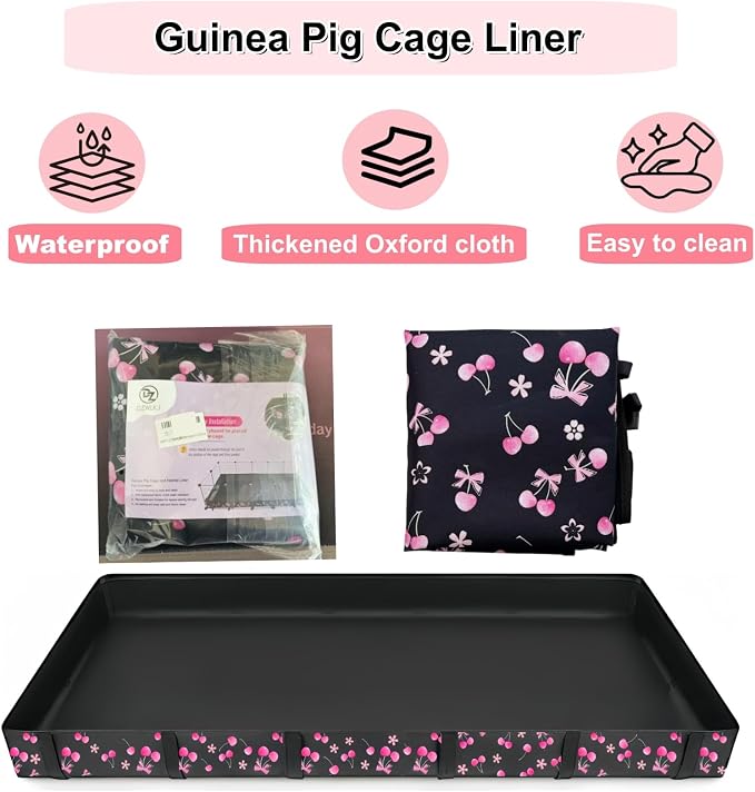 DZWLKJ Waterproof Guinea Pig Cage Liner,Washable Tarp Bottom Base,Cherry Graphic,36"x60", Reusable for Rabbit, Chinchilla, Hedgehog, Ferret & Other Small Animals. - Image 6