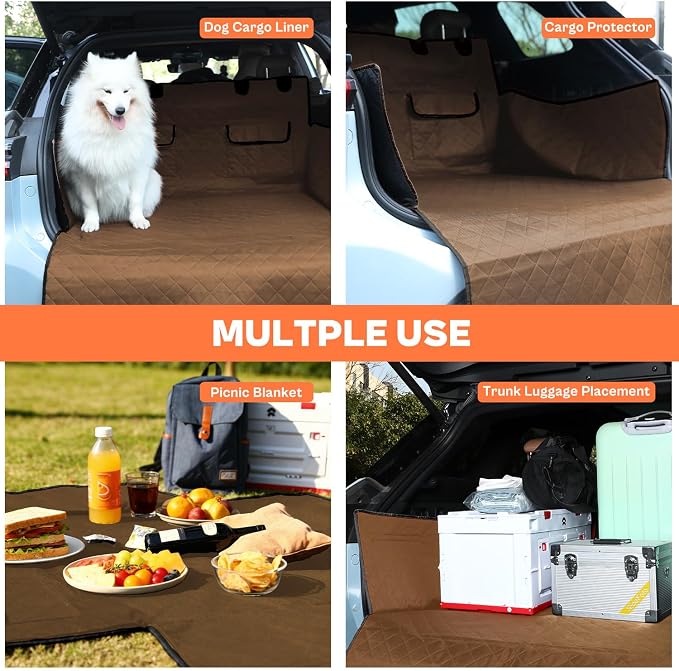 IVY&LANE SUV Cargo Liner for Dogs,Waterproof Trunk Cover Dog Car Seat Mat for SUVs Sedans Vans with Bumper Flap Protector,Non-Slip,Large Size Universal Fit,Brown - Image 7
