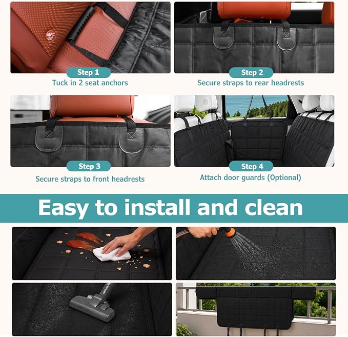 Bark Lover Dog Car Seat Covers for Back Seat, Spill-Resistant Car Seat Protector for Dogs Hammock for Cars Trucks SUV, Full Coverage Protection for Your Vehicle Interior - Image 7