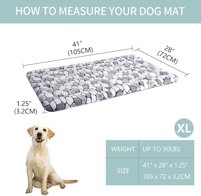 VANKEAN Dog Crate Pad Bed Mat Reversible (Warm & Cool), Soft Pet Sleeping Mat Dog Bed for Crate Suitable for Small to XX-Large Dogs and Cats, Machine Washable Crate Beds, Grey Stone Pattern - Image 3