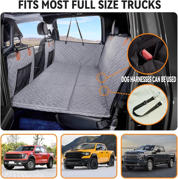 YJGF Hard Bottom Dog Car Seat Cover for Full-Size Trucks,Back Seat Extender | Strong Support,More Rest Space,Waterproof, Scratch Resistant,Car Seat Protector,Dog Hammock for Car/SUV/Small Truck - Image 7