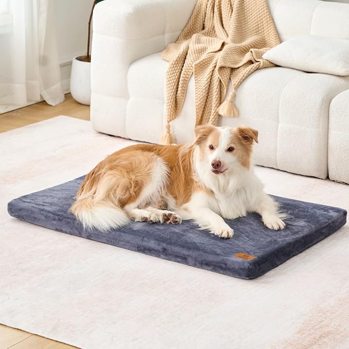 LIORCE Dog Crate Pad - Dog Bed Large Sized Dogs with Removable Washable Cover and Waterproof Lining - XL Memory Foam Pet Bed for Crate - Reversible Kennel Mat (Cool & Warm), 42-inch, Dark Grey - Image 9