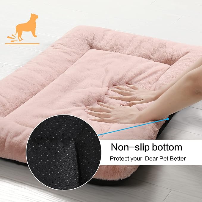 Dog Crate Pad Washable Dog Bed for Crate Large Cozy Mat 48-Inch Pink | Ultra Soft Kennel Pad,Anti-Slip Bottom,Fits for Most Metal Crates,Comfortable Sleeping Pet Mat - Image 6