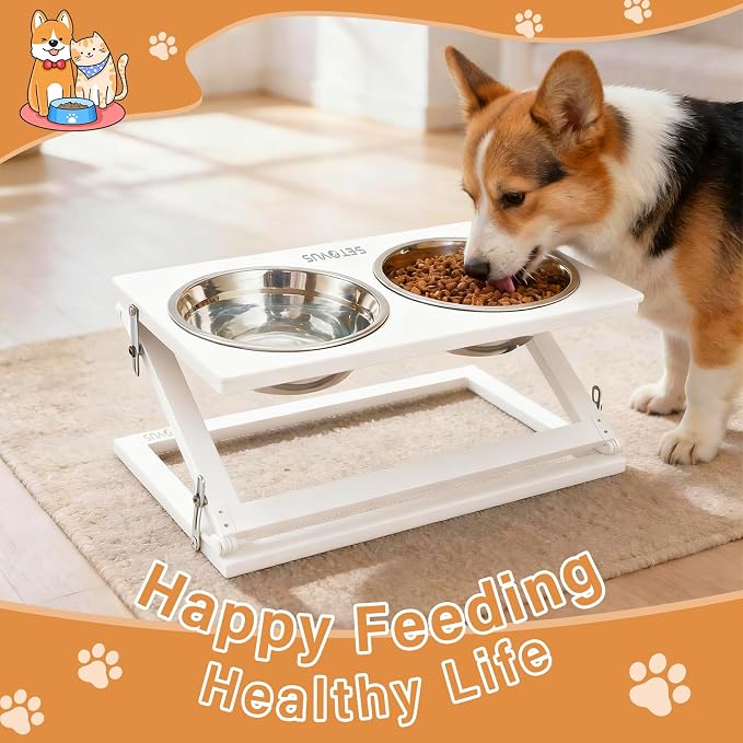 Elevated Dog Bowl, Adjustable Height and Tilt Angle Dog Bowl Stand | Precisely Adjust Height And Tilt Angle, Easy To Clean, Equipped With 2 Stainless Steel Food Bowls, Sturdy And Durable. - Image 8