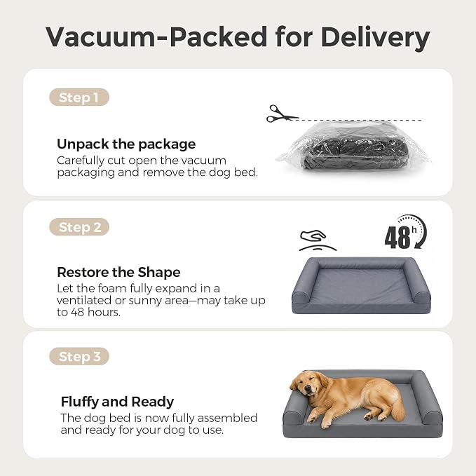 Sytopia Waterproof Outdoor Dog Bed for Large Dogs, Orthopedic Egg Crate Foam Pet Bed with Removable Washable Cover, Indoor Outdoor Dog Bed for Patio, Crate, Camping, Travel & Home - Image 7