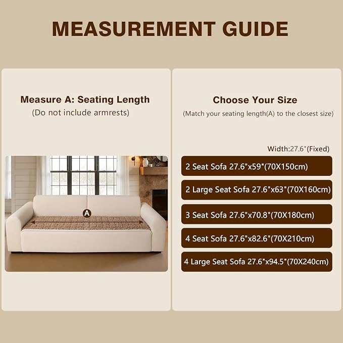 OHSIO Couch Cover for Pets, Washable Non-Slip Sofa Cover Pet Friendly, Soft Fuzzy Teddy Fleece Sofa Slipcover for 2 Cushion Sofa Furniture Protector (Light Brown, 27.6" x 59") - Image 9