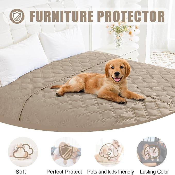 Smiry Waterproof Dog Bed Cover, Reversible Pet Blanket for Sofa Couch | Soft Washable Dog Blanket, Leakproof Couch Cover for Dogs Cats & Furniture Protection, 40x50, Taupe/Taupe - Image 8