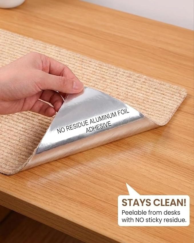 Corner & Wall Cat Scratch Mat (Beige, 23.6''x11.8'', 5-Pack), Self-Adhesive Trimmable Cat Scratcher, Wall Mounted Scratching Pad for Indoor Cats, Sofa Furniture Protector, Cat Post Cover Replacement - Image 9