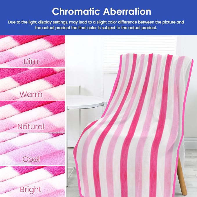 JML Microfiber Bath Towels Set of 4, Large Bathroom Towel for Adult, 30" x 60", Soft, Super Absorbent & Fast Drying, Use for Shower, Sauna, Sport, Fitness, Yoga, Cabana Stripe Pink - Image 8