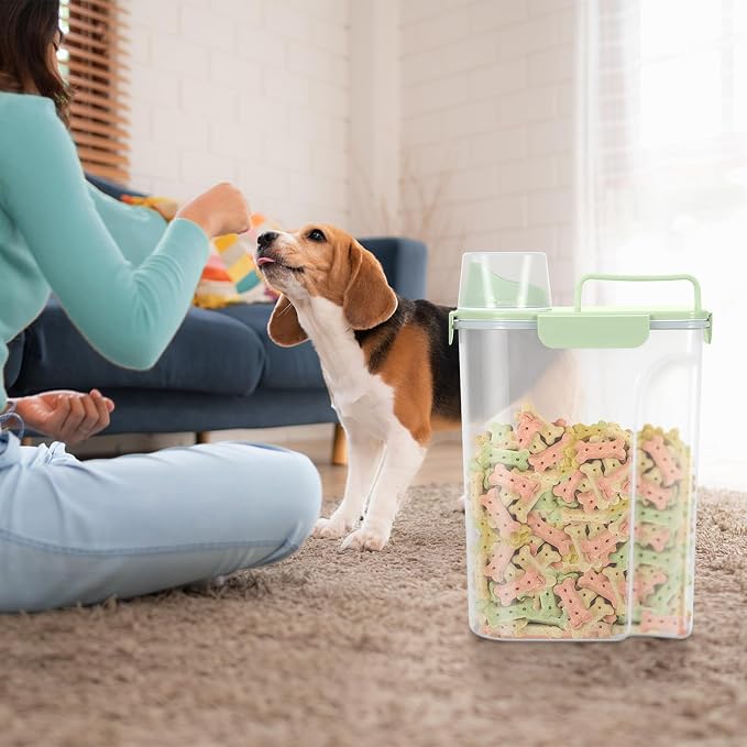 LEAWALK 5Lbs /6Qt/5L Airtight Cat Dog Food Storage Container with Upgraded Large Nozzle BPA-Free, Pet Food Storage Containers for Rice, Grain, Pet Food, Flour, Dog Treat Storage-2 Pack Green - Image 7