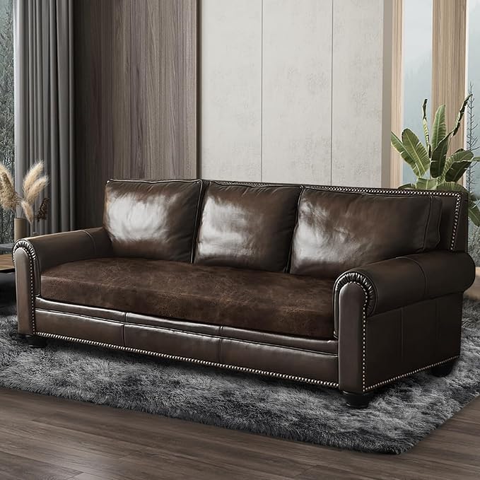 ANARACHON Leather Look Couch Cushion Covers Sofa Seat Slipcovers Sets Couches Furniture Protector for Sectional Armchair Loveseat Pets Kids Stretch Spandex Fabric (1 Cushion Sofa, Brown) - Image 9