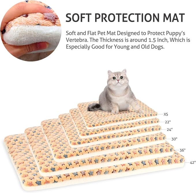 Mora Pets Dog Bed Crate Pad Ultra Soft Pet Bed with Cute Star Print Washable Crate Mat for Large Medium Small Dogs Reversible Fleece Dog Crate Kennel Mat Cat Bed Liner 41 x 29 inch Brown - Image 6