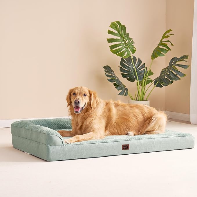 EHEYCIGA Extra Large Dog Bed Othorpedic, Memory Foam XL Dog Bed with Washable Removable Cover, Waterproof Pet Sofa Couch XLarge Size Dogs with Nonskid Bottom, 44x32x6.5, Greyish Green - Image 9