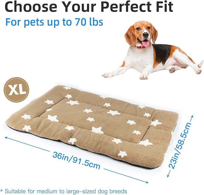 Mora Pets Dog Crate Pad Dog Kennel Bed Mat for Large Dogs Washable Cute Star Pet Bed for 36 inch Cage Ultra Soft Flat Puppy Cat Cushion for Cozy Sleeping Anti-Slip Brown 36 x 23 - Image 6