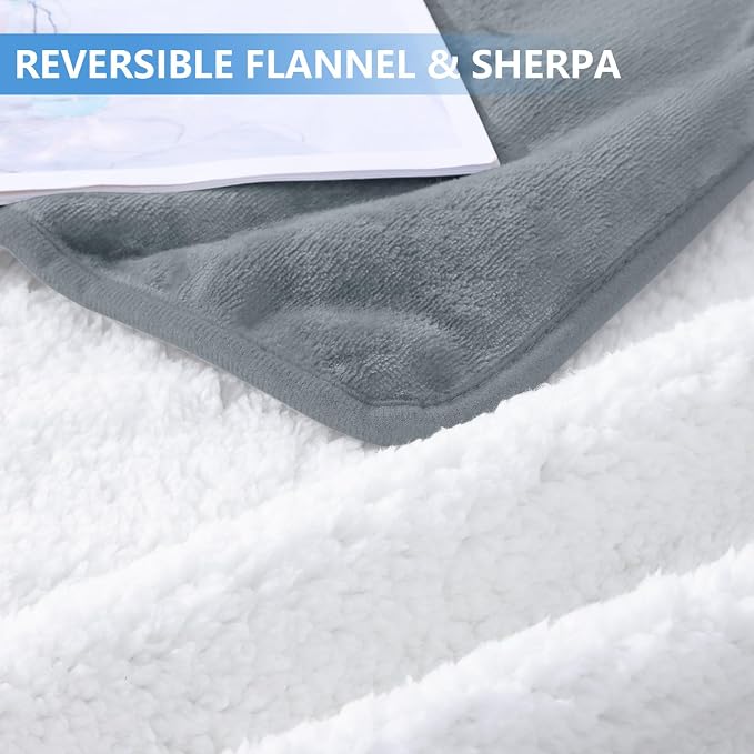 Smiry Waterproof Dog Bed Blanket, Leakproof Pet Throw Blanket for Bed Couch Sofa, Reversible Sherpa Fleece Furniture Protector Cover for Small Medium Large Dogs Cats (Grey, 50x60 inches) - Image 9