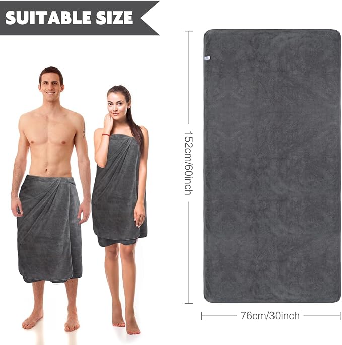 KinHwa Microfiber Bath Towels 4 Pack Large Shower Towels Dark Gray | Large absorbent bath towel for shower, spa, swimming, pool. Soft quick dry microfiber, 30x60 inch for women and men - Image 9