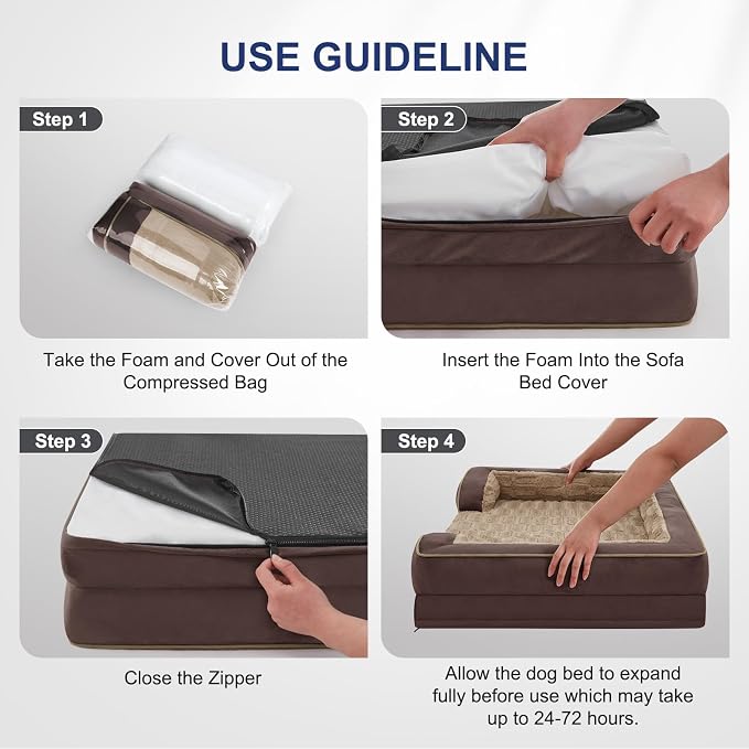 FURTIME Orthopedic Dog Bed for Medium Size Dog, Waterproof Dog Beds, 35x25x6.5 Supportive Foam Pet Couch Bed with Removable Washable Cover and Nonskid Bottom - Image 8