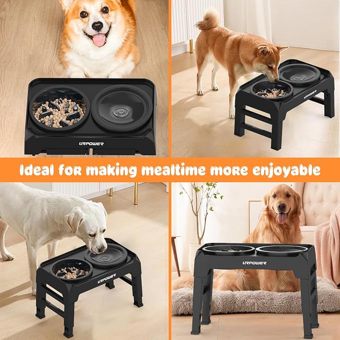 URPOWER Raised Dog Bowls 4 Height Adjustable Elevated Bowl Stand | Stainless Steel Water Bowl Non-Slip Dog Food Bowls Stand for Small Medium Large Dogs and Pets - Image 7