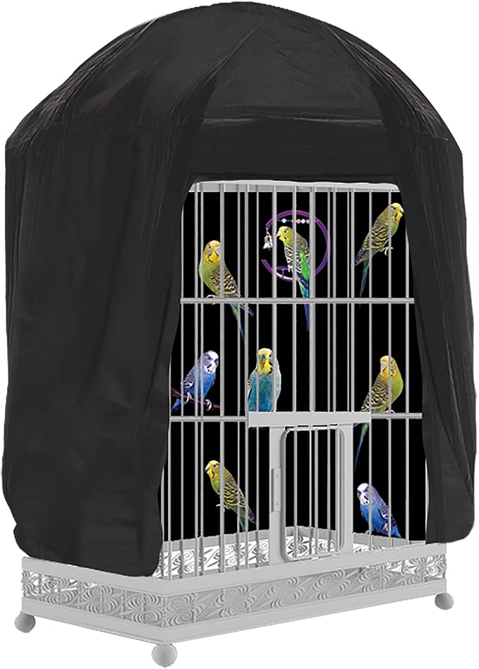 Penn-Plax Bird-Life Universal Fit Birdcage Cover – Machine Washable & Breathable Fabric – Black Color – Large Size - Image 4