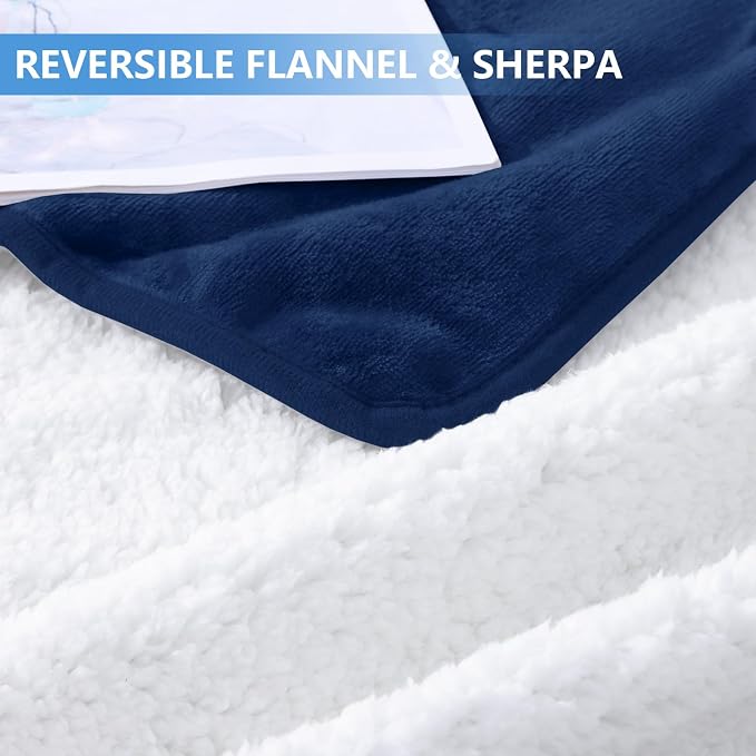 Smiry Waterproof Dog Bed Blanket, Leakproof Pet Throw Blanket for Bed Couch Sofa, Reversible Sherpa Fleece Furniture Protector Cover for Small Medium Large Dogs Cats (Navy Blue, 60x80 inches) - Image 9